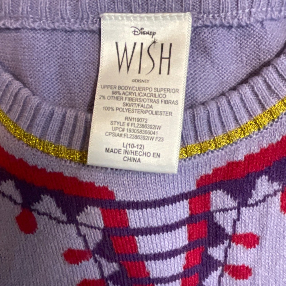 Disney Wish Asha Costume Dress Kids L 10-12 Purple Excellent Tulle Knit Skirt - Picture 3 of 6